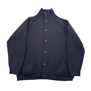 Belvedere Cardigan Sweater Mens Large Blue Wool Blend Made in Italy